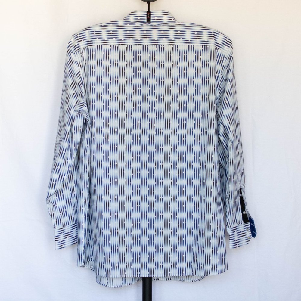 Robert Graham Mens Smart Casual Shirt, White & Blue, Contrast Cuffs, Size 2XL - Picture 10 of 13